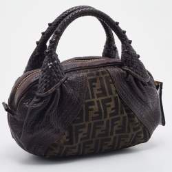 Pre Owned Fendi Brown Zucca Canvas And Leather Baby Spy Hobo