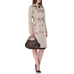 Pre Owned Fendi Brown Zucca Canvas And Leather Baby Spy Hobo