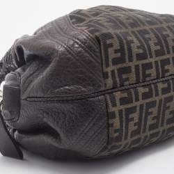 Pre Owned Fendi Brown Zucca Canvas And Leather Baby Spy Hobo