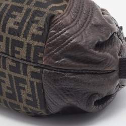 Pre Owned Fendi Brown Zucca Canvas And Leather Baby Spy Hobo