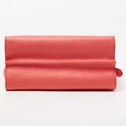 Pre Owned Fendi Pink Textured Leather Small Demi Jour Top Handle Bag