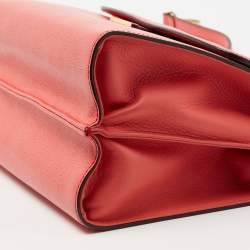 Pre Owned Fendi Pink Textured Leather Small Demi Jour Top Handle Bag