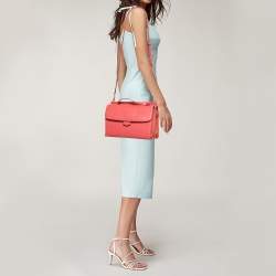 Pre Owned Fendi Pink Textured Leather Small Demi Jour Top Handle Bag