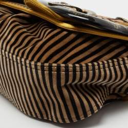 Pre Owned Fendi Multicolor Satin And Velvet B Bag Shoulder Bag