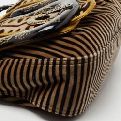 Pre Owned Fendi Multicolor Satin And Velvet B Bag Shoulder Bag