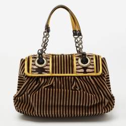 Pre Owned Fendi Multicolor Satin And Velvet B Bag Shoulder Bag