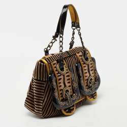 Pre Owned Fendi Multicolor Satin And Velvet B Bag Shoulder Bag