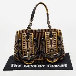 Pre Owned Fendi Multicolor Satin And Velvet B Bag Shoulder Bag