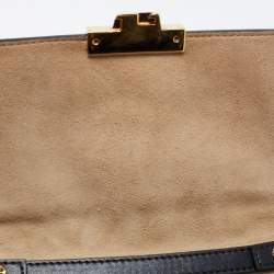 Pre Owned Fendi Black-Brown Zucca Leather Small Kan U Shoulder Bag