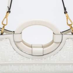 Pre Owned Fendi White Zucca PVC and Leather Runaway Shopper Tote