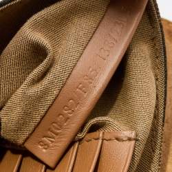Pre Owned Fendi Brown/Beige Pequin Canvas And Leather Crossbody Bag