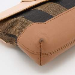 Pre Owned Fendi Brown/Beige Pequin Canvas And Leather Crossbody Bag