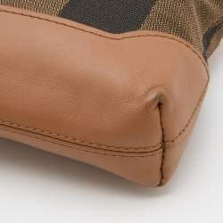Pre Owned Fendi Brown/Beige Pequin Canvas And Leather Crossbody Bag
