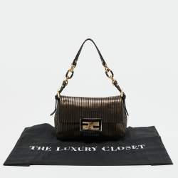 Pre Owned Fendi Bi Color Striped Leather Mini Mama Baguette Evening Bag