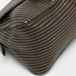 Pre Owned Fendi Bi Color Striped Leather Mini Mama Baguette Evening Bag