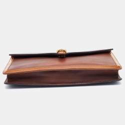 Pre Owned Fendi Black/Brown Leather and Patent Leather Trim Fendista Envelope Clutch