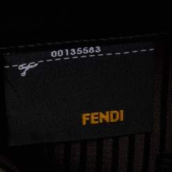 Pre Owned Fendi Black/Brown Leather and Patent Leather Trim Fendista Envelope Clutch