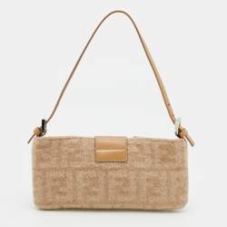 Fendi Beige Zucca Wool and Leather Baguette