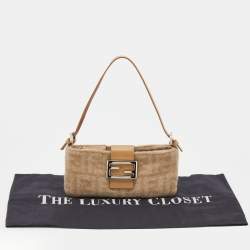 Fendi Beige Zucca Wool and Leather Baguette