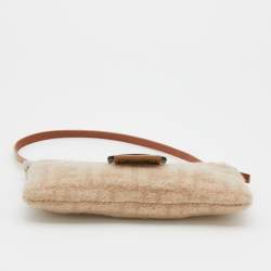 Fendi Beige Zucca Wool and Leather Baguette