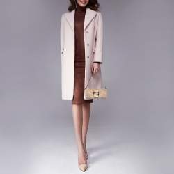 Fendi Beige Zucca Wool and Leather Baguette