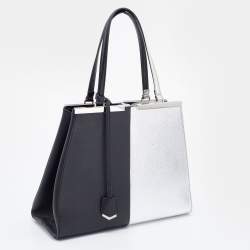 Pre Owned Fendi Black/SIlver Leather Large 3Jours Tote