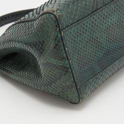 مملوكة مسبقًا Fendi Green Python Mini Peekaboo Top Handle Bag