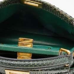مملوكة مسبقًا Fendi Green Python Mini Peekaboo Top Handle Bag