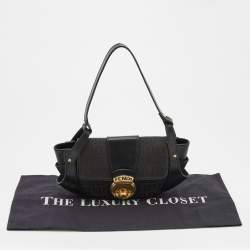 Pre Owned Fendi Black Zucchino Canvas and Leather Compilation Baguette Bag
