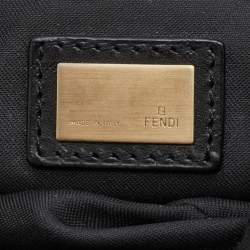 Pre Owned Fendi Black Zucchino Canvas and Leather Compilation Baguette Bag