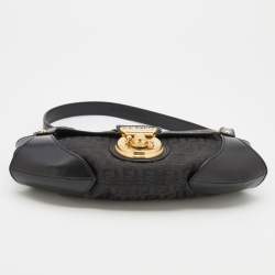 Pre Owned Fendi Black Zucchino Canvas and Leather Compilation Baguette Bag