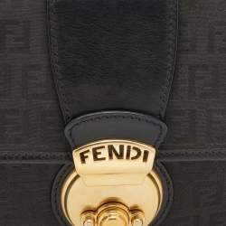 Pre Owned Fendi Black Zucchino Canvas and Leather Compilation Baguette Bag