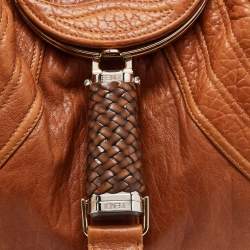 Pre Owned Fendi Brown Pebbled Leather Spy Bag