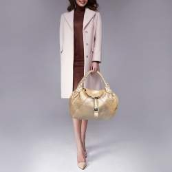 Pre Owned Fendi Metallic Gold Holographic Textured Leather Spy Bag