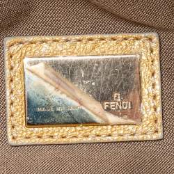 Pre Owned Fendi Metallic Gold Holographic Textured Leather Spy Bag
