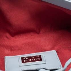 Pre Owned Fendi Dust Blue Flowerland Leather Baguette Bag