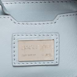 Pre Owned Fendi Dust Blue Flowerland Leather Baguette Bag