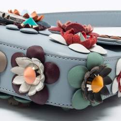 Pre Owned Fendi Dust Blue Flowerland Leather Baguette Bag