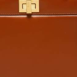 Pre Owned Fendi Brown Leather Peekaboo ISeeU East-West Top Handle Bag