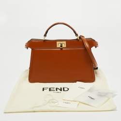 Pre Owned Fendi Brown Leather Peekaboo ISeeU East-West Top Handle Bag