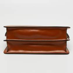 Pre Owned Fendi Brown Leather Peekaboo ISeeU East-West Top Handle Bag