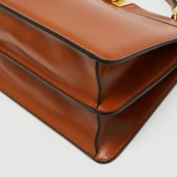 Pre Owned Fendi Brown Leather Peekaboo ISeeU East-West Top Handle Bag