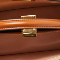Pre Owned Fendi Brown Leather Peekaboo ISeeU East-West Top Handle Bag