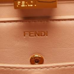 Pre Owned Fendi Brown Leather Peekaboo ISeeU East-West Top Handle Bag