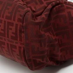 Pre Owned Fendi Red Zucca Canvas and Leather Borsa Chef Tote