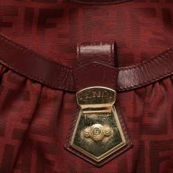 Pre Owned Fendi Red Zucca Canvas and Leather Borsa Chef Tote