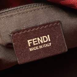 Pre Owned Fendi Red Zucca Canvas and Leather Borsa Chef Tote