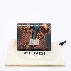 Pre Owned Fendi Multicolor Python Peekaboo Compact Wallet