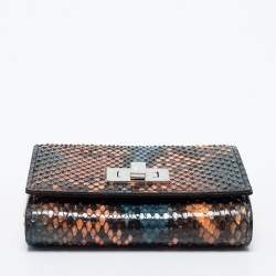 Pre Owned Fendi Multicolor Python Peekaboo Compact Wallet