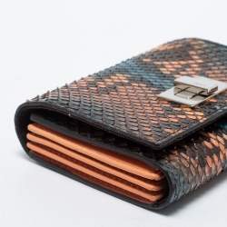 Pre Owned Fendi Multicolor Python Peekaboo Compact Wallet